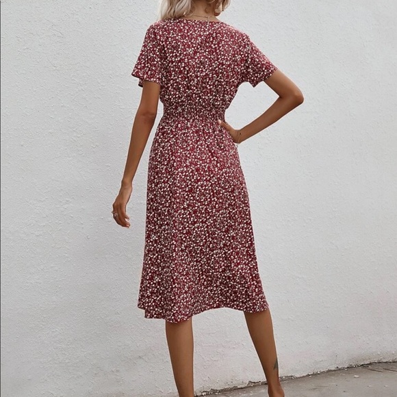 Boho floral print wrap A line dress - Picture 2 of 7